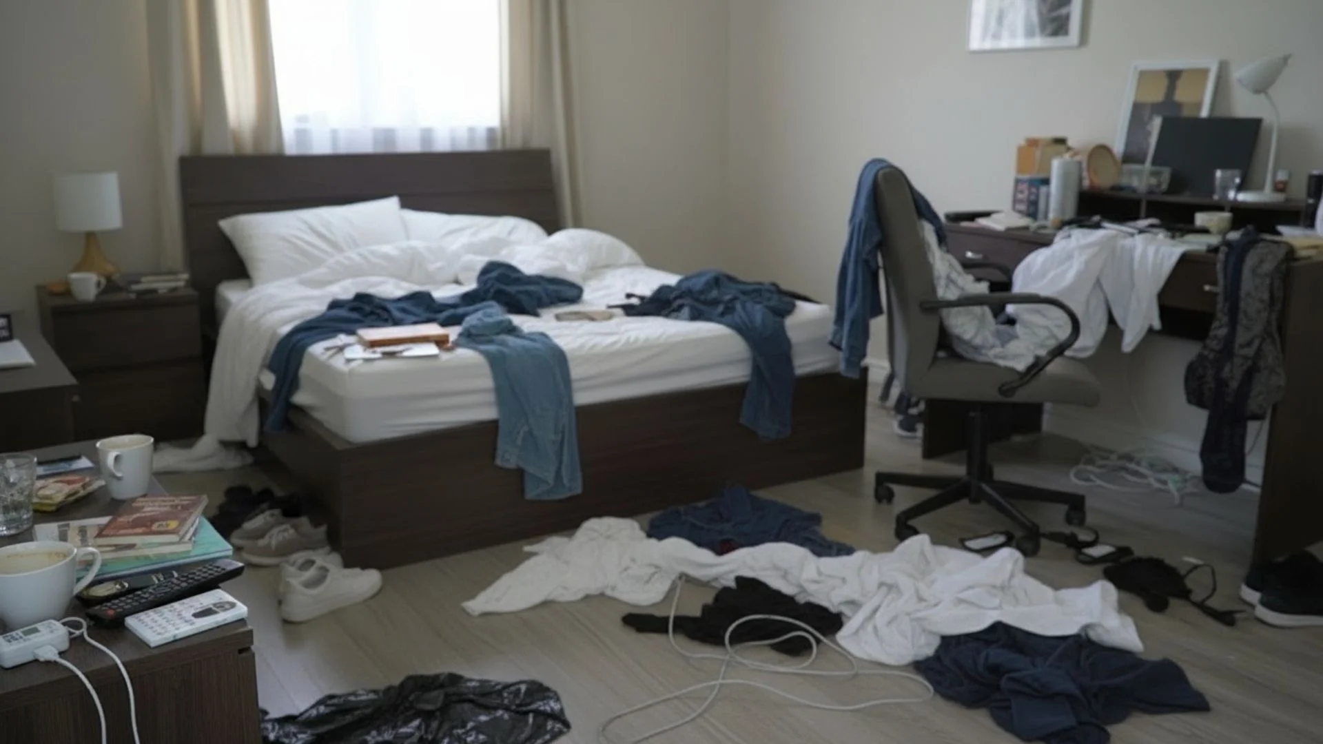 Messy home office background