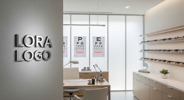 Optometrist Transitional Workspace Branded Virtual Office Background with Company Logo - Finance
