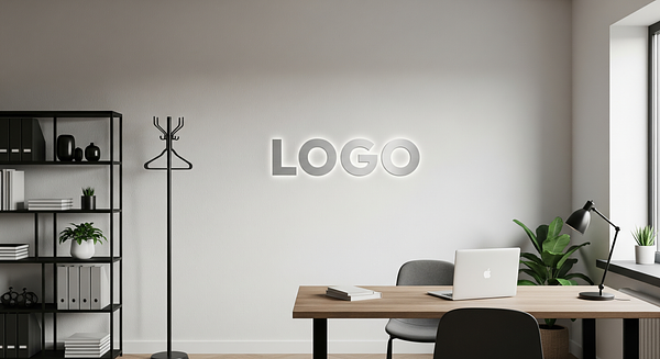 Software Minimalist Studio Branded Virtual Office Background with Company Logo - Creative