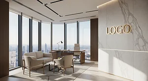 Architecture Firm Opulent Corner Office Elegant Virtual Office Background