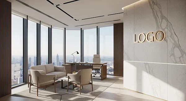 Architecture Firm Opulent Corner Office Professional Virtual Office Background for Video Calls - Elegant