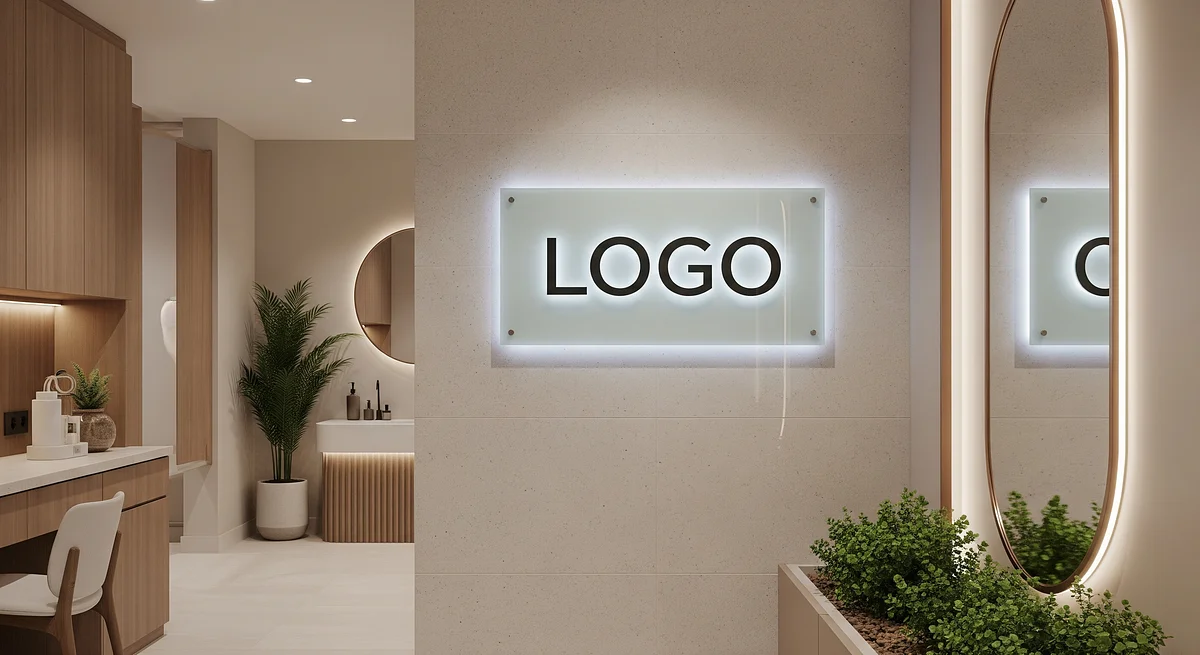 Medical Spa Modern Study Branded Virtual Office Background with Company Logo - Executive