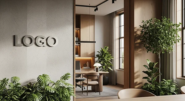 Private Equity Biophilic Private Office Professional Virtual Office Background for Video Calls - Legal