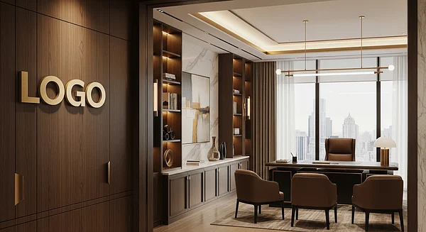 Law Firm Opulent Executive Office Professional Virtual Office Background for Video Calls - Seasonal