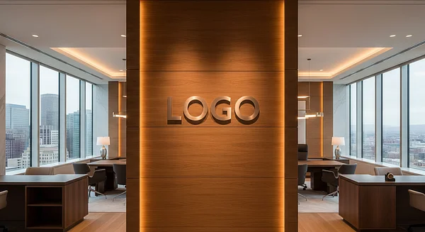 Denver Private Banking High-End Workspace Professional Virtual Office Background for Video Calls - Industrial