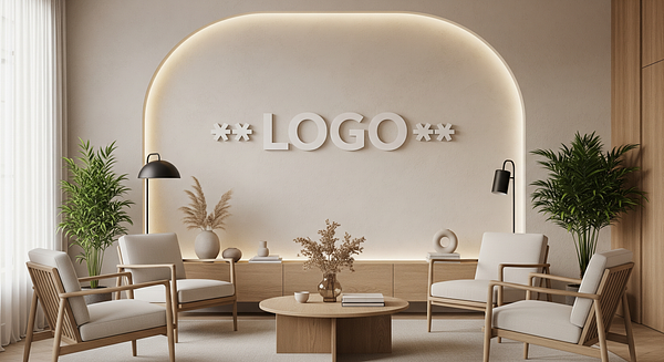 Therapist Boutique Studio Branded Virtual Office Background with Company Logo - Minimalist