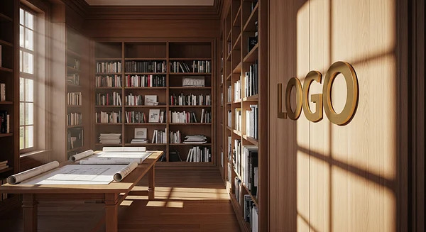 Architecture Firm Classic Library Professional Virtual Office Background for Video Calls - Elegant