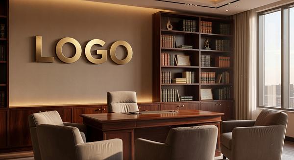 Family Law Cozy Executive Office Branded Virtual Office Background with Company Logo - Startup