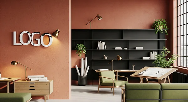 Terracotta Juniper Design Loft Professional Virtual Office Background for Video Calls - Creative