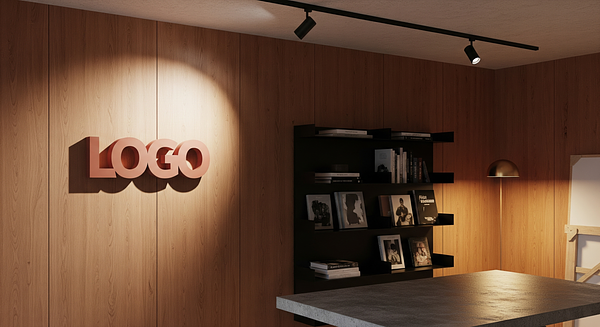 Sienna Oak Commentary Loft Branded Virtual Office Background with Company Logo - Creative