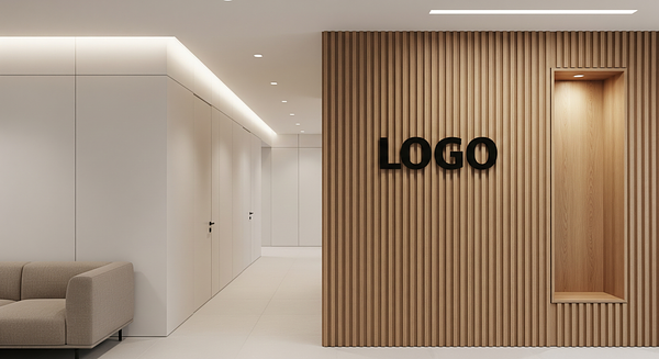 Modern Lobby Elegance Branded Virtual Office Background with Company Logo - Executive