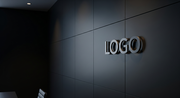 Angled Wall Wordmark Branded Virtual Office Background with Company Logo - Corporate