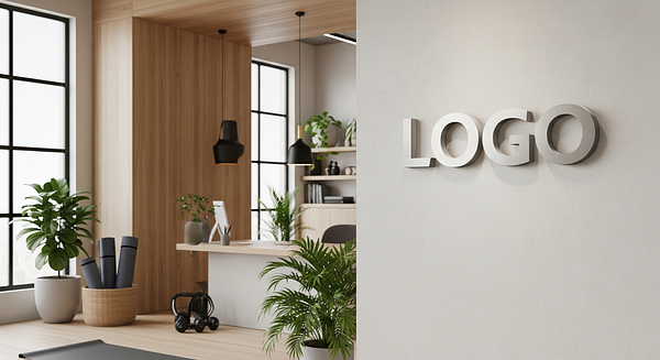 Professional branded background example - Modern Wellness Studio style with company logo integration