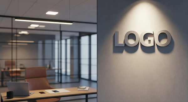 Modern Sales Office Branded Virtual Office Background with Company Logo - Corporate