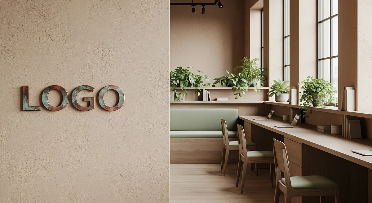 Verdant Clay Strategy Loft Branded Virtual Office Background with Company Logo - Corporate