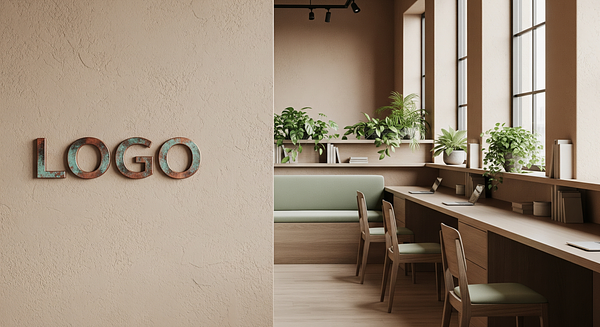 Verdant Clay Strategy Loft Branded Virtual Office Background with Company Logo - Corporate