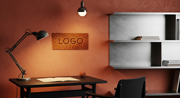 Terracotta Alloy Studio Branded Virtual Office Background with Company Logo - Creative