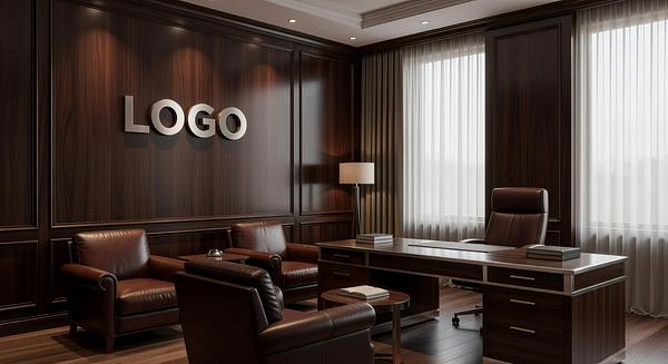 Property Management Timeless Executive Office Branded Virtual Office Background with Company Logo - Corporate