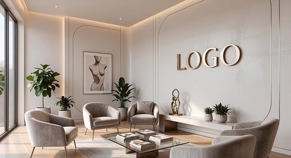 Plastic Surgery Artistic Waiting Room Branded Virtual Office Background with Company Logo - Modern