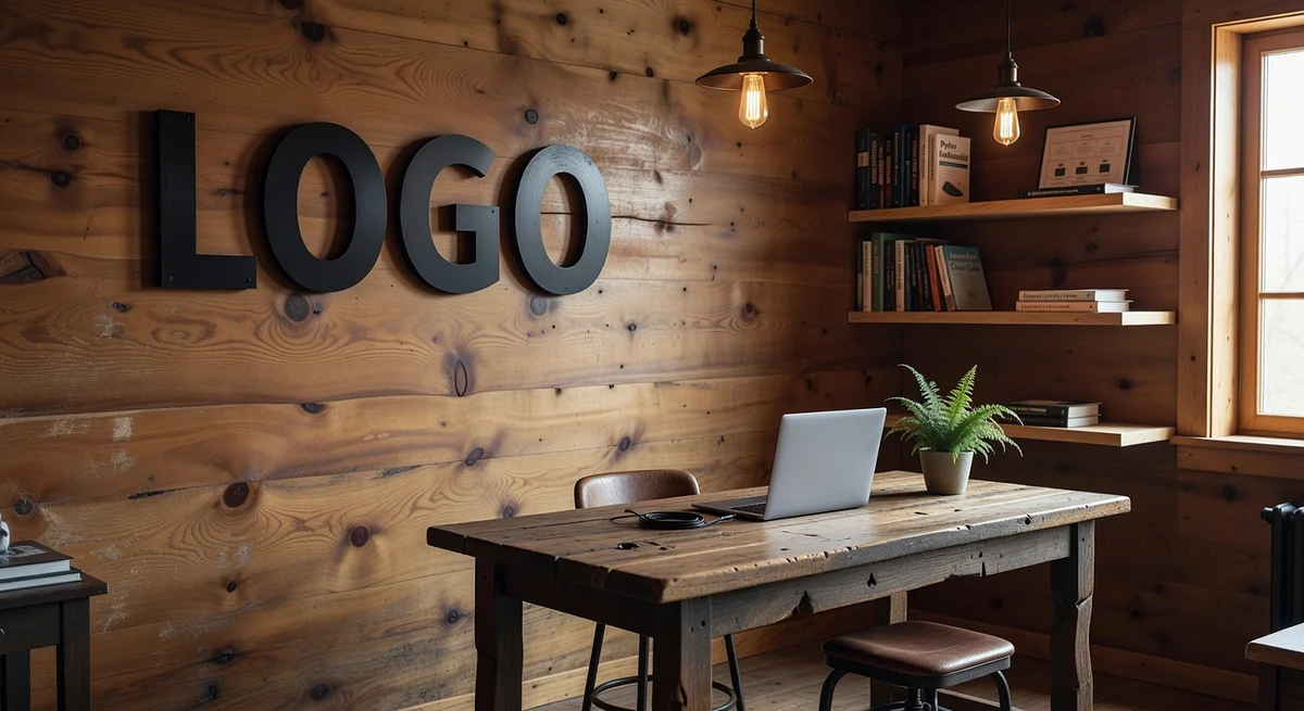 Software Rustic Parlor Branded Virtual Office Background with Company Logo - Executive