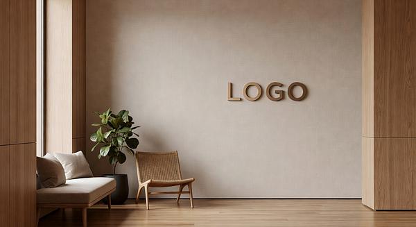 Wellness Comfortable Foyer Branded Virtual Office Background with Company Logo - Real Estate