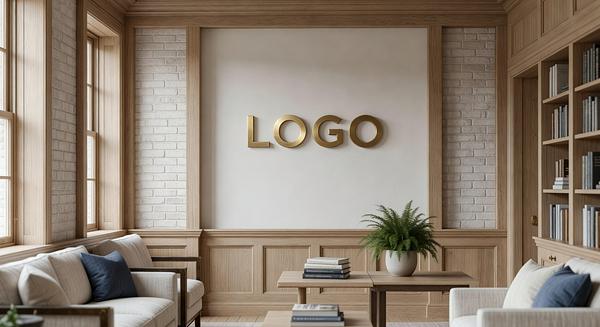 Hamptons University Artistic Library Branded Virtual Office Background with Company Logo - Elegant