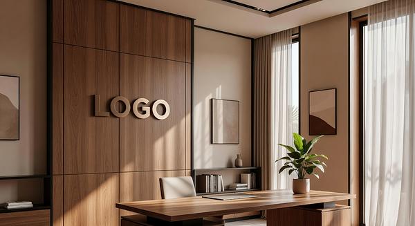 Asset Management Tropical Private Office Branded Virtual Office Background with Company Logo - Office