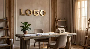 Real Estate Developer Bohemian Home Office Elegant Virtual Office Background