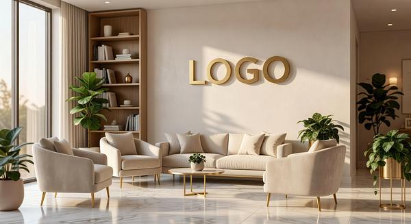 Los Angeles Therapist Opulent Office Branded Virtual Office Background with Company Logo - Real Estate