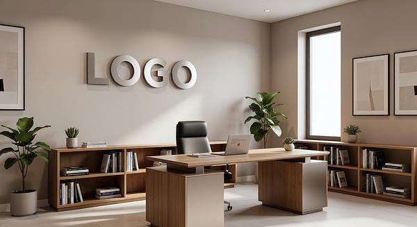 Business Coach Modern Private Office Branded Virtual Office Background with Company Logo - Corporate