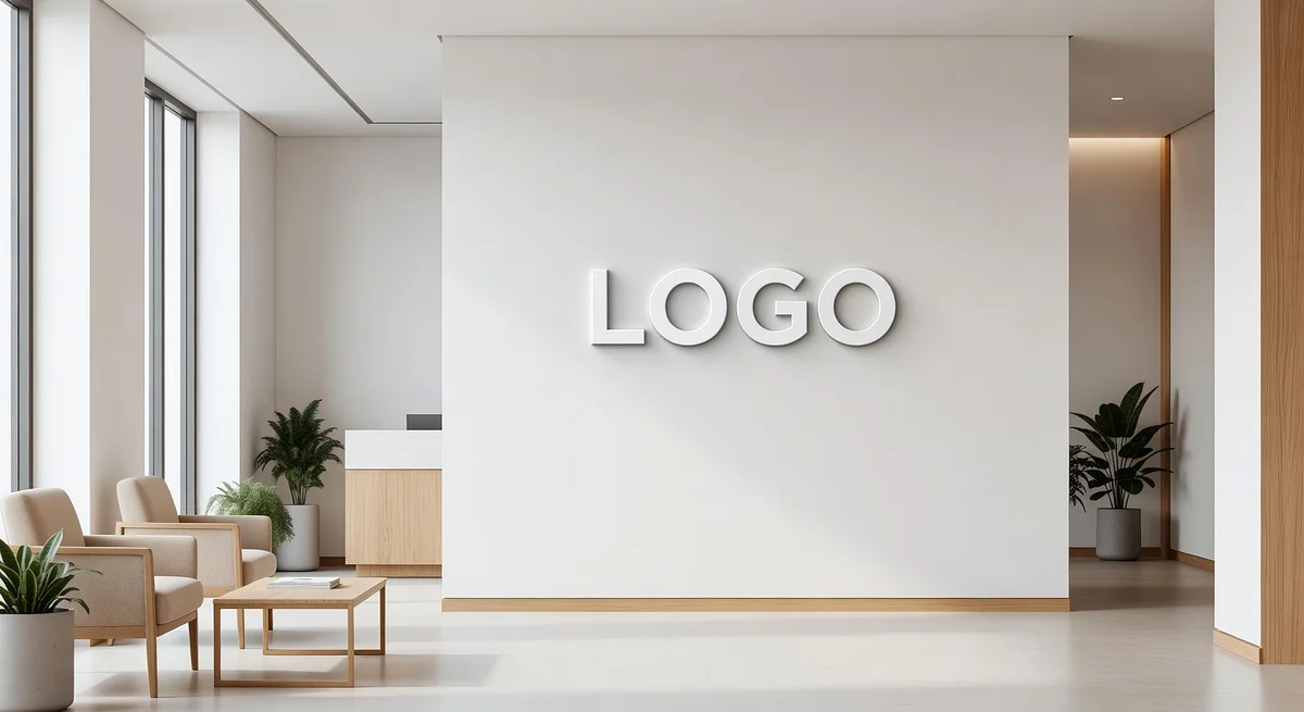 Chiropractor Minimalist Lobby Branded Virtual Office Background with Company Logo - Corporate