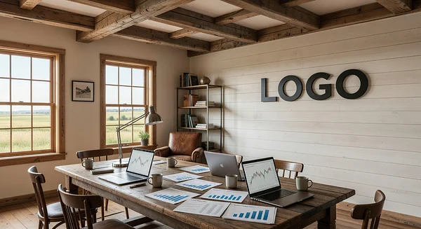 Financial Advisor Farmhouse War Room Professional Virtual Office Background for Video Calls - Consulting