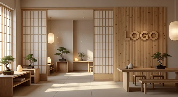 HR Japanese Zen Suite Professional Virtual Office Background for Video Calls - Office
