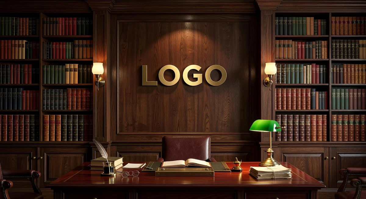 Physician Traditional Library Branded Virtual Office Background with Company Logo - Consulting