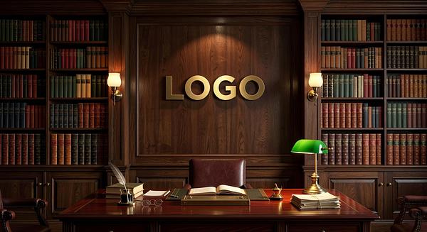 Physician Traditional Library Branded Virtual Office Background with Company Logo - Consulting