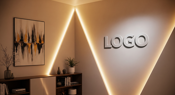 Empowered Office Elegance Branded Virtual Office Background with Company Logo - Creative