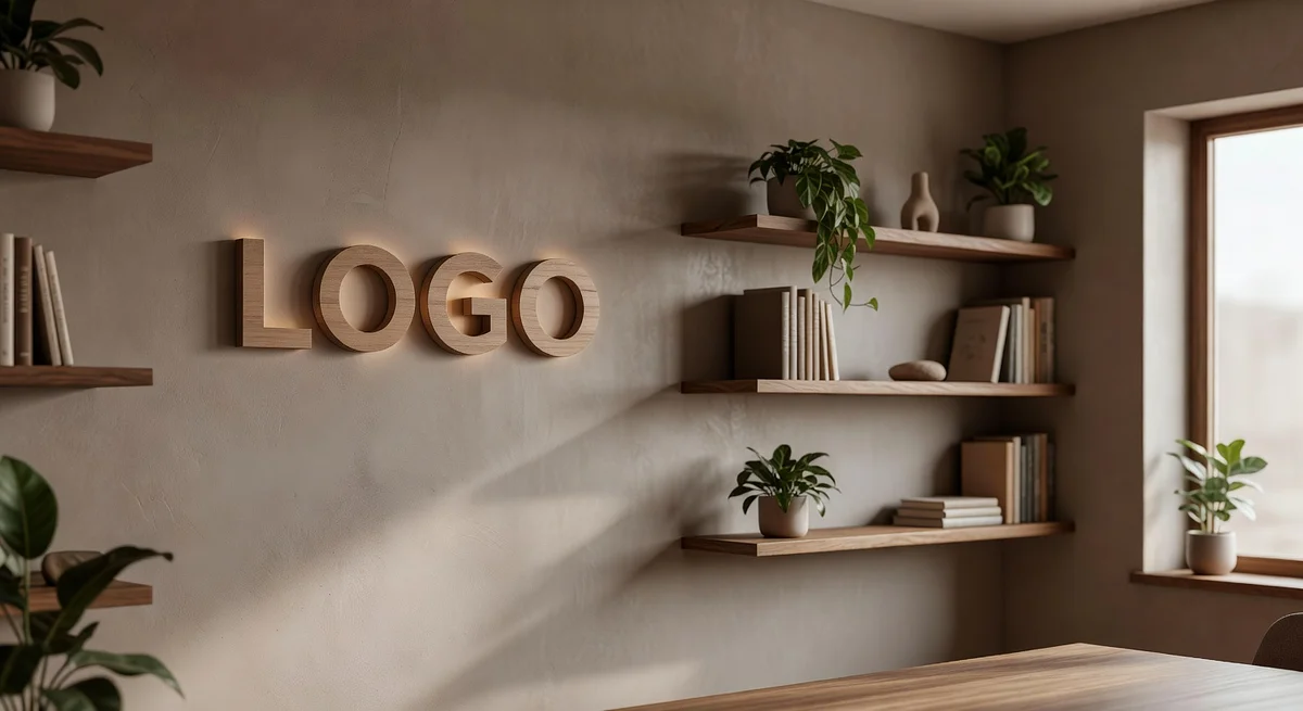 Psychologist Earthy Home Office Branded Virtual Office Background with Company Logo - Executive