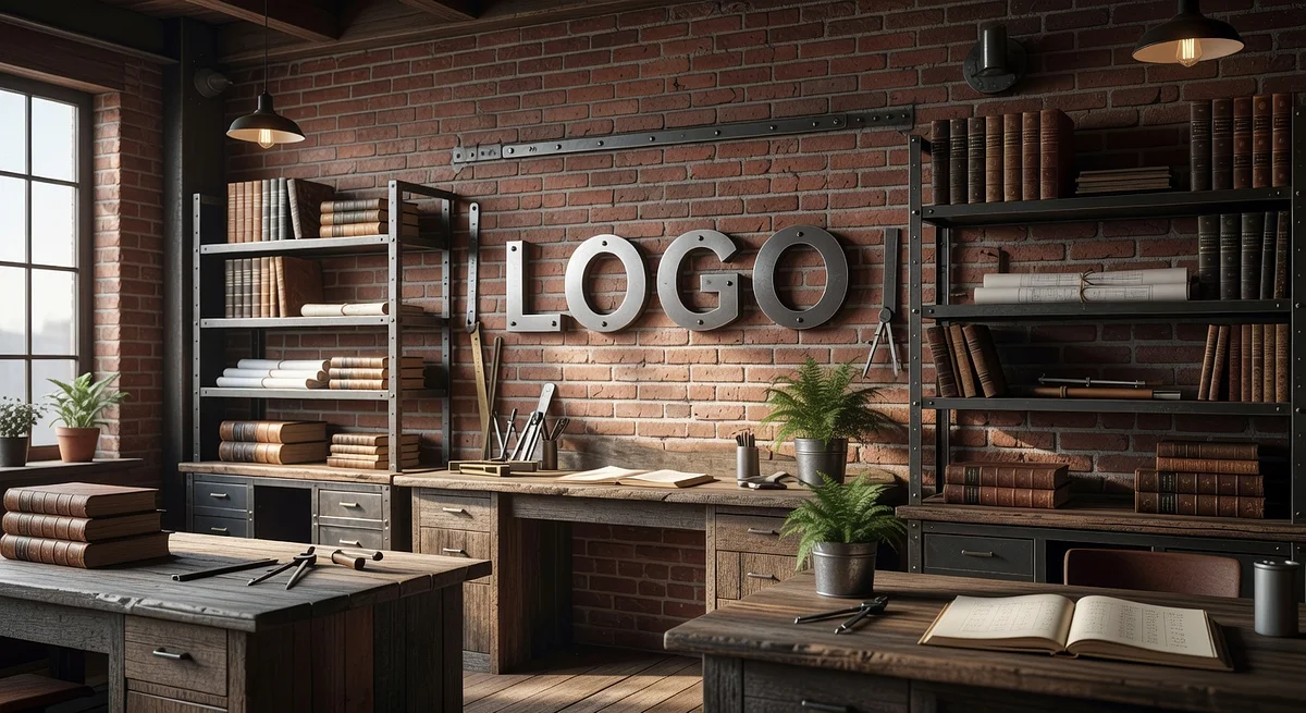 Accounting Industrial Workshop Branded Virtual Office Background with Company Logo - Industrial