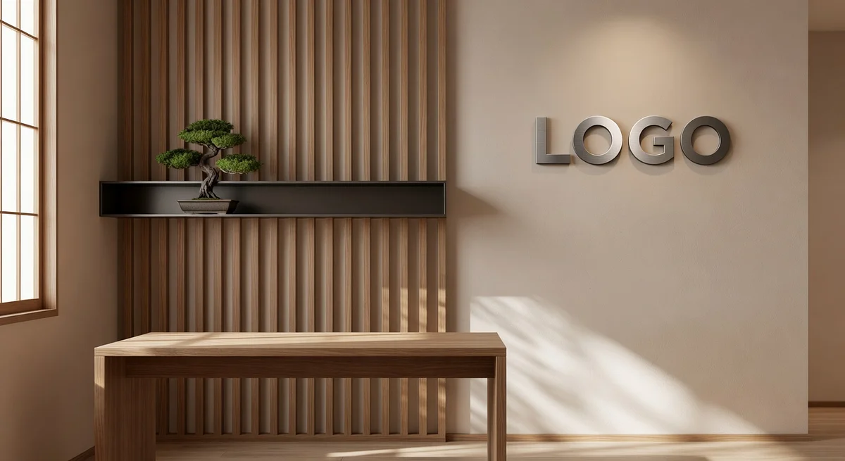 SaaS Japanese Zen Den Branded Virtual Office Background with Company Logo - Technology