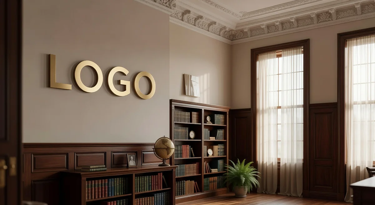 Executive Education Victorian Office Branded Virtual Office Background with Company Logo - Real Estate