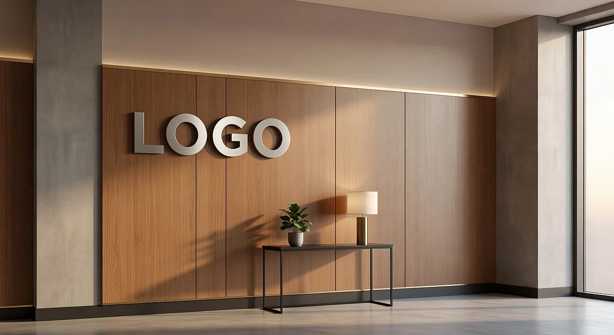 Executive Coach Sleek Reception Branded Virtual Office Background with Company Logo - Legal