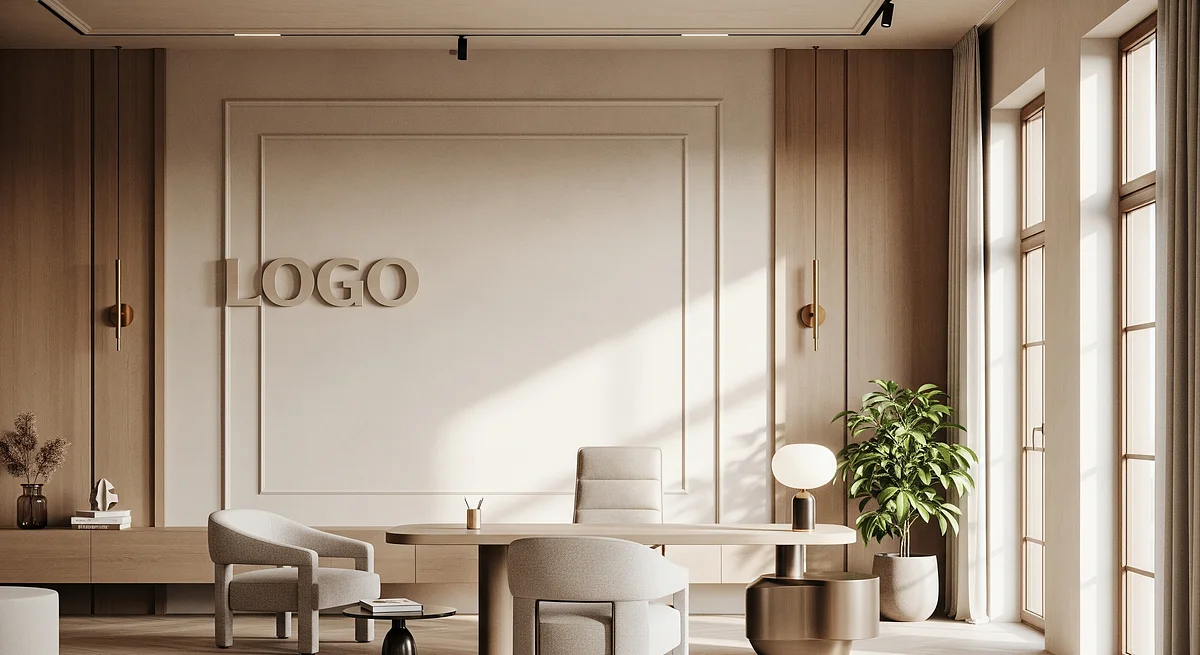 Milan Luxury Real Estate Elegant Office Branded Virtual Office Background with Company Logo - Startup