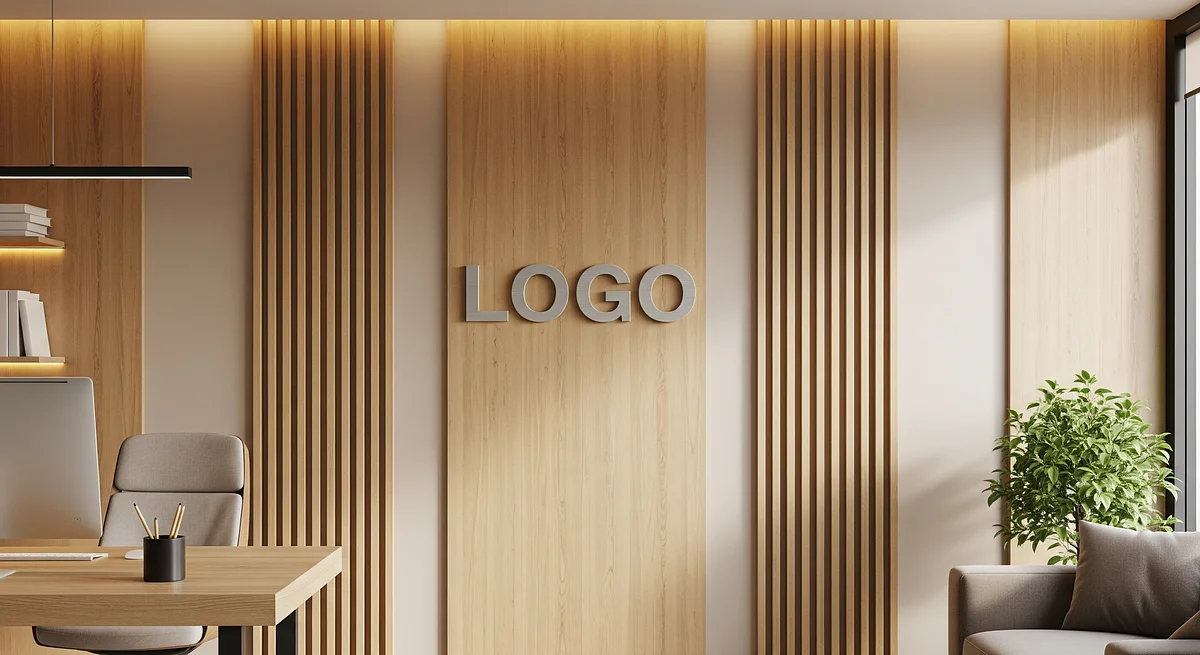 HR Transitional Creative Space Branded Virtual Office Background with Company Logo - Real Estate