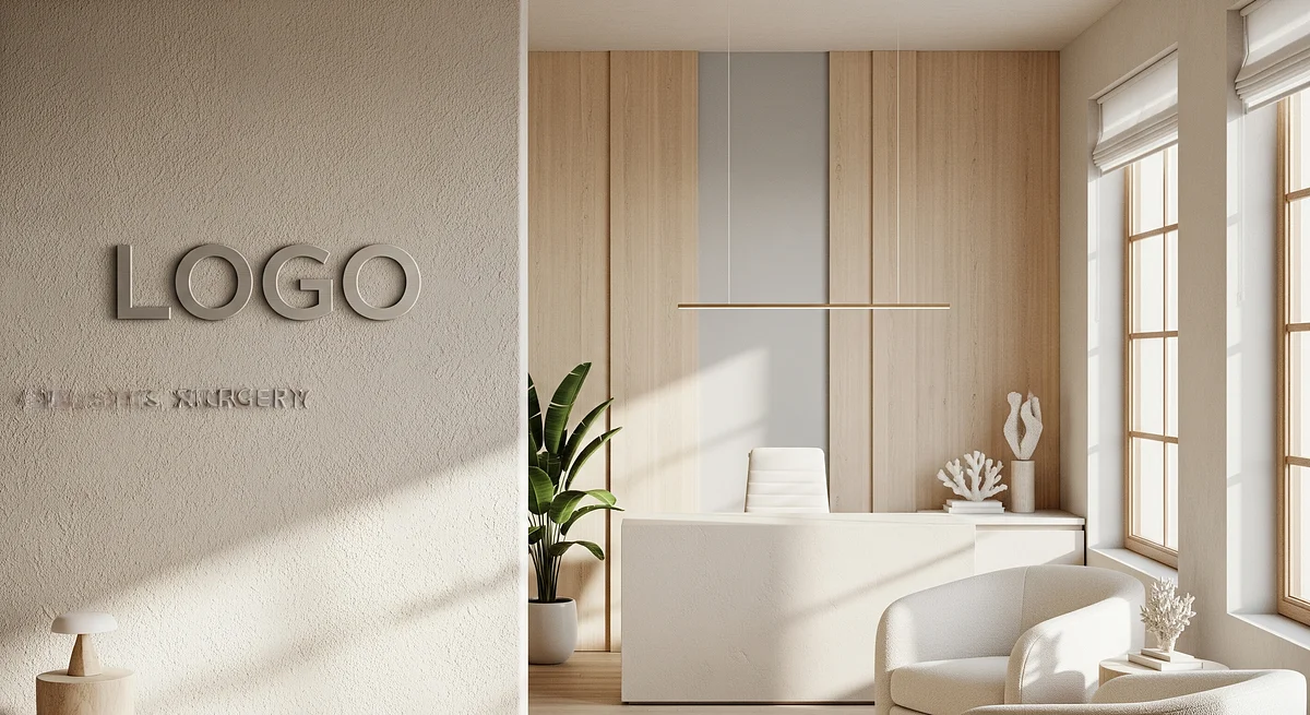 Plastic Surgery Coastal Den Branded Virtual Office Background with Company Logo - Finance