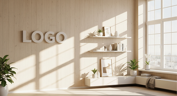 Sunlit Coaching Studio Branded Virtual Office Background with Company Logo - Real Estate