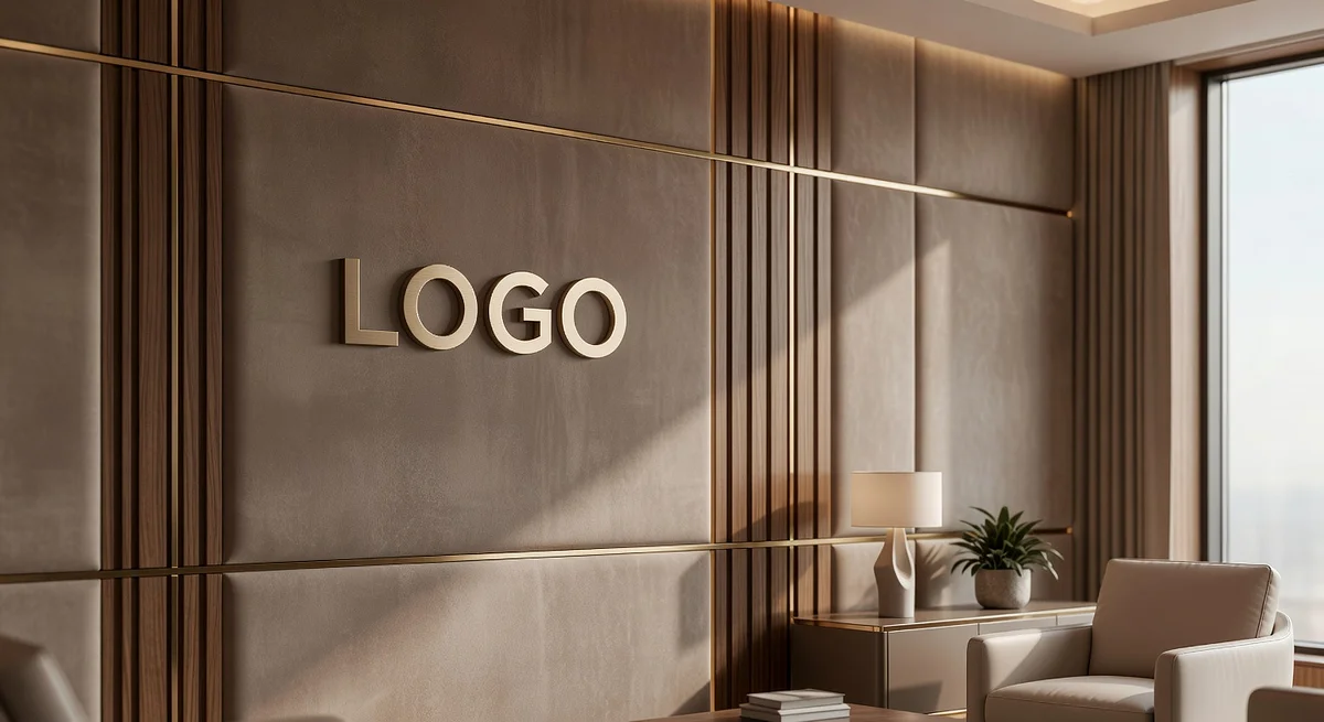 Real Estate Opulent Suite Branded Virtual Office Background with Company Logo - Industrial