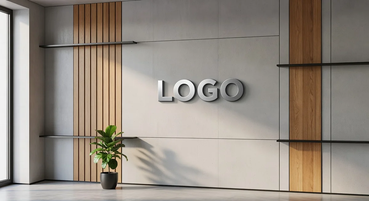 Tech Startup Minimalist Meeting Room Branded Virtual Office Background with Company Logo - Corporate