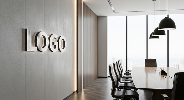 Modern Conference Room Branded Virtual Office Background with Company Logo - Corporate