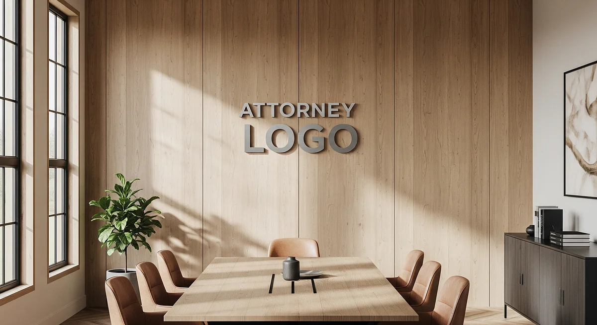Attorney Farmhouse Meeting Room Branded Virtual Office Background with Company Logo - Real Estate