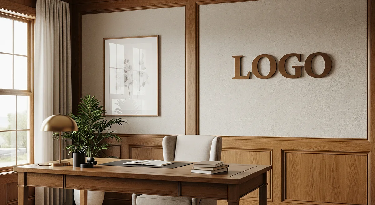 Texas University Transitional Home Office Branded Virtual Office Background with Company Logo - Creative